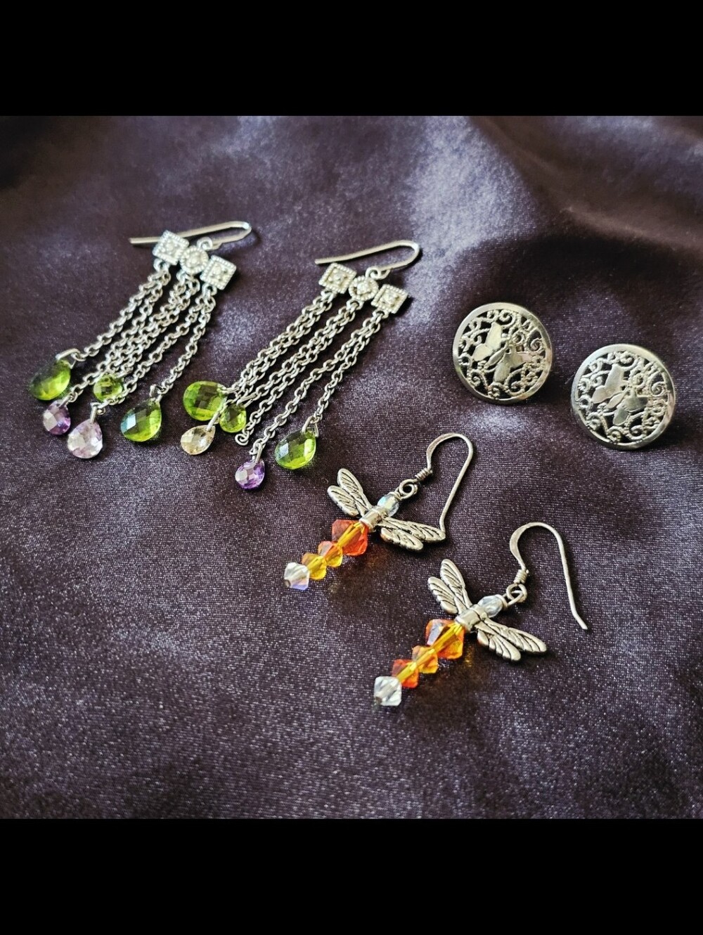 Fairycore Earrings Bundle Sterling Silver Dangle, Dragonflies, Butterfly Studs